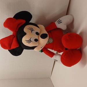 Disney Minnie Mouse Christmas plush stuffed red bow & dress green scarf
